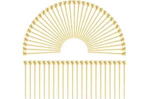 SOFPLATE 1 Box 600Pcs 20mm Gold Ball Head Pins Long Earring Headpins Brass Bead Needles jewellery Pin Findings for DIY Dangle Earrings Bracelets Craft jewellery Making Accessories Supplies Women Adult