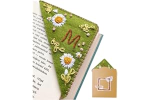 FANLULU 26 lettere personalizzate ricamate a mano segnalibro d'angolo,pagina triangolo feltro cucito angolo fatto a mano segnalibro,carino fiore lettera ricamo segnalibri accessori
