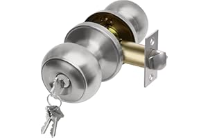 CML Hardware Keyed Entry Door Knob Set, Entrance Door Lock in Solid Stainless Steel for Exterior and Interior, Round Ball Handle, 1 Pack