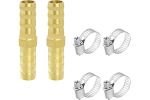 BIBITI 6-Teilige Messing Schlauchverbinder,8mm Brass Benzinschlauch Verbinder Für Schlauch Kraftstoffleitung Hose Wasserleitung Luftleitung KFZ Auto Schlauchverbind Connectors Adapter Barb Clamps Clip Set