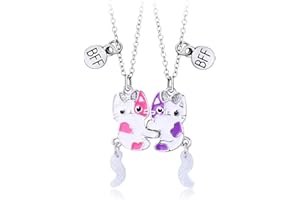 CERSLIMO Best Friend Necklace - Bff Necklace for 2 Girls, Matching Friendship Gifts | Cute Butterfly Magnetic Pendant Necklaces, Best Friend Necklace Gifts for Kids Jewellery Birthday Christmas Gifts