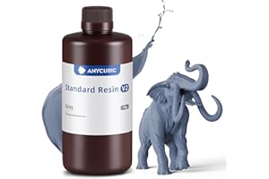 ANYCUBIC Résine Standard V2 Imprimante 3D Resine UV 405nm, Haute Résistance, Haute Ténacité et Faible Odeur, Résine Photopolymère pour l'Impression 3D LCD/DLP/SLA, Gris 1KG