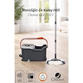 Cleova Cleanmate S2 Pedallı Mop Temizlik Seti Tekerlekli Kova &Ccedil;ıkarılabilir &Ccedil;elik Sepet