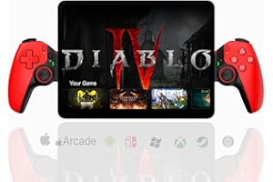 MEGADREAM Mobile Gaming Controller for iPhone/iPad, Wireless Phone Remote Gamepad Bluetooth Joystick for iOS/Android/PC/Switch/Tablet/Cloud Gaming Support Streaming on PS4/Xbox/PC Console Play COD (rojo)