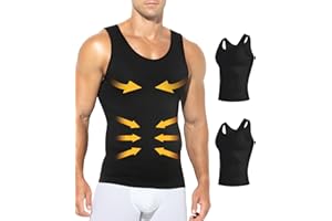 Casey Kevin Chalecode Compresión Hombre Faja Reductora Camiseta (Pack de 2) Men's Body Shaper Adelgazante Camisa Moldeadora Chaleco