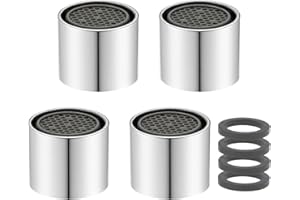 Chedin M18/M18,5/M20/M22 Régulateur de jet, buse mélangeuse, aérateur, lot de 4 robinets, cartouche de mélange, filtre de robinet, bec en nid d'abeille du robinet chromé - filetage interne (M20)