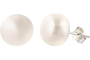 Anthony Vincent Stud Cultured Pearl Earrings. 10 mm White Colour with Sterling Silver .925. Ideal for Gifts!