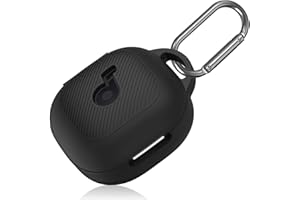 MOWYEOK Silikon Hülle kompatibel mit Anker Soundcore P40i, Tragbare Kratz und stoßfeste Silikonhülle, Front LED sichtbar, für Anker Soundcore P40i Gehäusezubehör, mit Karabiner - Schwarz