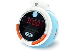 Metronic 477342 - Radio Reloj Despertador Digital para niños, con Reloj proyector Techo para Leer la Hora, diseño Infantil Le Petit Prince, Doble Alarma Radio FM, Toma USB