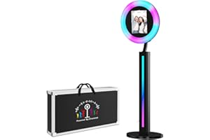 YCKJNB iPad Photobooth Machine, Tragbare iPad Photo Booth Machine mit Flightcase, Selfie Ringlicht, App Steuerung, Fernbedienung, LED Makeup Ring Light für Tiktok, YouTube (Schwarz, Lichtleiste)