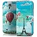 Produktbild Saxonia Tasche Samsung Galaxy S4 Hülle Flip Case Schutzhülle Handytasche mit Kartenfach Motiv Paris 1890 (Eiffelturm)