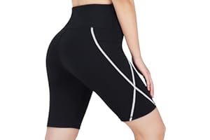 3W GRT Pantaloncini Sportivi da Donna, Leggins Sportivi Donna, Calzamaglia Pantaloni da Yoga, Tasche a Vita Alta, Pantaloni Corti Donna, Pantaloncini Yoga con Tasche Laterali