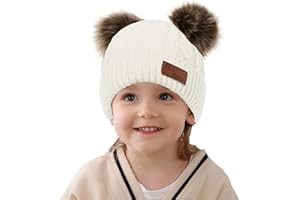 JFAN Bonnet d'hiver Enfant avec Pompons pour Garder au Chaud garçons et Filles