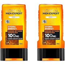 Lot De 2 Gels Douche L'Oréal Men Expert Hydra Hyaluronic - 300 Ml Chacun, PH Neutre