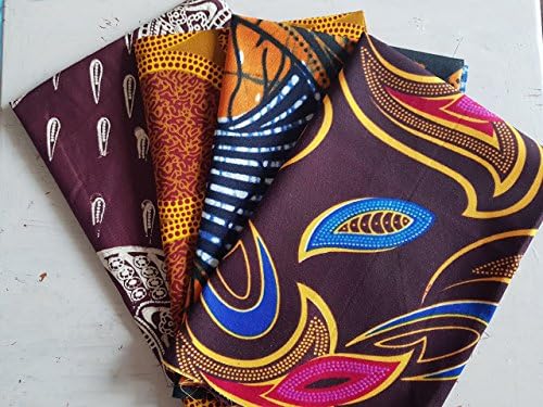 4 Fat Quarter Bundle African fabric Wax print Ankara ideal for quilting - craft supplies