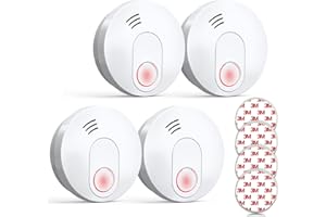 Rauchmelder mit Magnethalterung, 10 Jahres Langzeit Batterie Feueralarm mit Fotoelektrischem Sensor EN 14604 Stummschaltung R