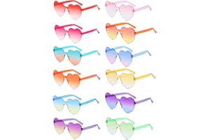 Theassli Herz Sonnenbrille 12 Stück, Party Brillen, Herzbrille, Hippie Brille, Party Sonnenbrille Lustige Herzchen Brillen spaßbrille für Fasching Foto Requisiten für Kinder und Erwachsene