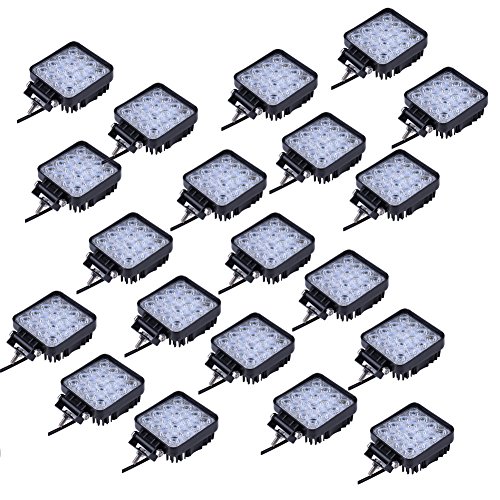 Himanjie lot Phare de Travail Led 48W 12V Lampe Voiture Barre Carré Feux de Jour led Imperméable IP67 Spot Extérieur Éclairage (20)