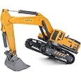 PLUSPOINT Excavator Construction Vehicle Friction Powered Excavator Truck for Kids Pretend Play Toy Trucks with moveable Parts Engineering Play Building Vehicles for Kids 3-14 Years.