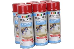SPECTRUM Lot 6 Bombes ROUGE Peinture Spray Aérosol 6X400ml Bois,Métal,Aluminium PVC
