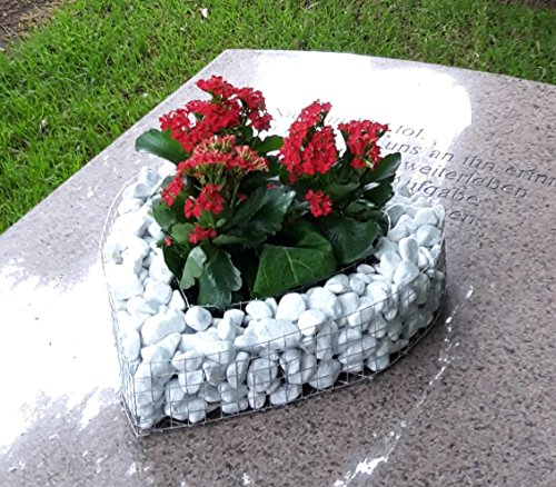 Herzgitter mit Kies 35.0cm x 35.0cm x 10.0cm Grabherz Grabschmuck Pflanzschale Herz Gitter Gabione Friedhof Pflanzherz Blumentopf Grablampe Grablaterne Grablicht Grabkerze - 5