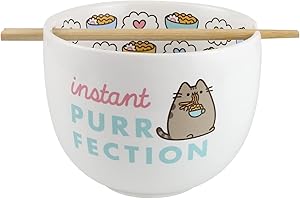 Enesco Pusheen The Cat Instant Purr-Fection - Cuenco y palillos para fideos ramen, 5.5 pulgadas, multicolor