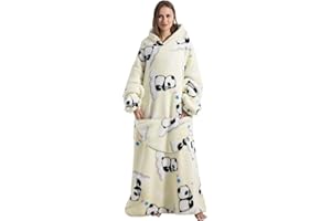 Gegeryozer Coperta con Maniche Donna Indossabile - Felpa Termica Morbida, Tasche Integrate + Cappuccio per Divano e Casa