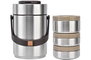 FANSHENG Scatola per Il Pranzo Isolata, 2L 3 Strati In Acciaio Inox Thermos Contenitore di Cibo per Bambini, Adulti, Donne, Vaso Portatile Sottovuoto per Alimenti Caldi perGuida a Lungo (Marrone)