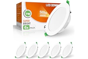 ‎ALUSSO ALUSSO LED Einbaustrahler 7W 230V, 500lm Warmweiß 3000K Ultra flach Deckenstrahler, Einbauspot 90-100mm, IP44 Ultra flach Deckenspots für Badezimmer Wohnzimmer Küche, 6er Set