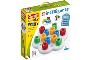 Quercetti Chunky Peggy, Gioco Educativo 1-4 Anni con Chiodoni Colorati Extra Large, Motricità Fine e Coordinazione, Giochi Bambini 2 Anni, Giochi Montessori 1 Anno, Gioco Bambino 1 Anno