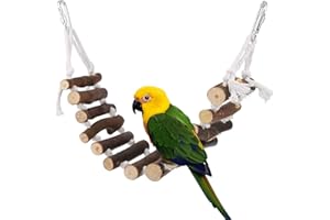 Vegena Giocattolo per uccelli, scala in legno con luogo di atterraggio, accessorio per pappagalli, pappagalli, pappagalli, pappagalli, pappagalli, fringuelli, parrocchetti di cacatua aras (legno (1