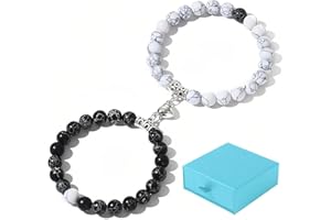 EIYVPRA 1 paio d'amore Cuore Braccialetti magnetici con perline Attrazione reciproca Cuore Braccialetti a campana Regali di coppia, Bracciali Coppia Calamita, Bracciale Magnetico, Bracciale Amicizia Regali