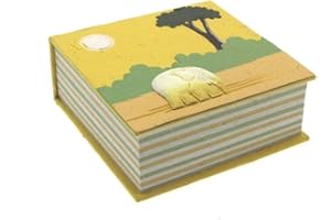 PAPER HIGH Elephant Dung Note Cube | Giallo | 100 fogli di carta riciclata colorata | Piazza Memo Pad Holder | 10 cm x 10 cm | Genuine Elephant Poo Notecube | commercio equo e solidale e fatto a mano elefante regalo per uomini e donne