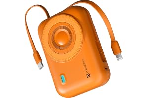 Portronics Power Shutter 20000mAh 15W Magnetic Wireless Fast Charging Powerbank with in-Built Type C & 8 Pin Cable, 22.5W Type C PD Output, Type C Bidirectional Port, LED Display (Orange)