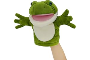 Tiny Heart Títeres de la Mano de la Rana de Animales de Peluche para niños Lindo Suave Realista de Peluche de Peluche de Cuentos de enseñanza imaginativa Regalos de cumpleaños