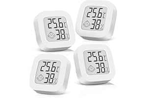 PIXELURE 4PCS Hygromètre Numérique Thermomètre Intérieur Thermometre Frigo Digital, Petit Moniteur Mini Numérique à Haute Précision Capteur Humidité Température Station Meteo Interieur Exterieur Maison/Cave