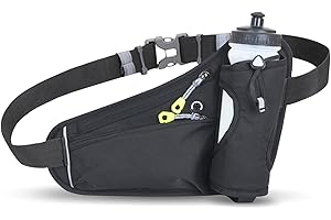 TRUESKL RIÑONERAS Hombre/BANDOLERAS Hombre - RIÑONERA Mujer - Riñonera Negra Impermeable con Soporte Botella Agua - Mochila Senderismo - Riñonera Running - Bolso Hombre/Bolso riñonera Mujer (Negro)
