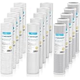 Wessper Set 15x Sediment Water Filter Cartridge 10'' | 5x Rope Filter - 5x Foam