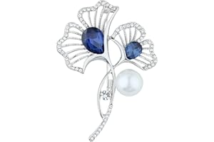 Mecool Broche de albaricoque con flores de albaricoque y perlas de imitación, Metal