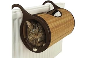 Rosewood Bamboo Cat Radiator Bed, Premium 27cm Wide x 48cm Deep x 40cm Tall, Comfy Padding, Stylish and Warm Cat Bed for Radiator Mounting