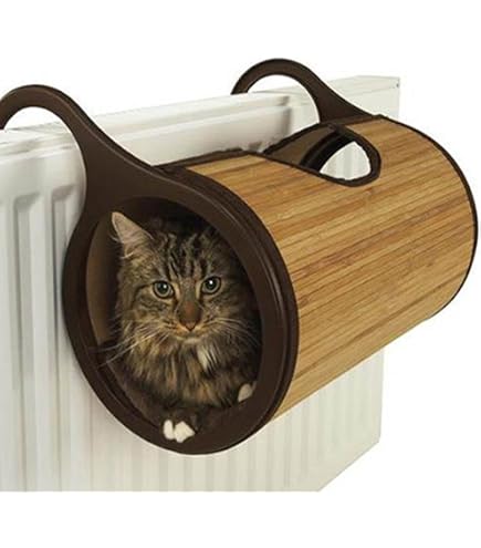 Cuccia Per Termosifone Bobby Poilu Per Gatti – Morbida In Peluche, Con Ganci, 47x30x25 Cm, Nero/bianco, Lavabile In Lavatrice