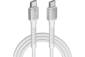 Portronics Konnect X 60W Type C to Type C Unbreakable Nylon Braided Cable, 2M Fast Charging Cable for iPhone 15 series, iPad, Samsung Galaxy & other Type C Devices(White)