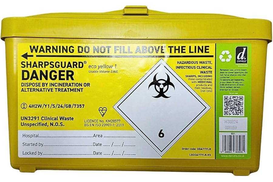 Sharpsguard Sharps Bin 1 litre - Yellow