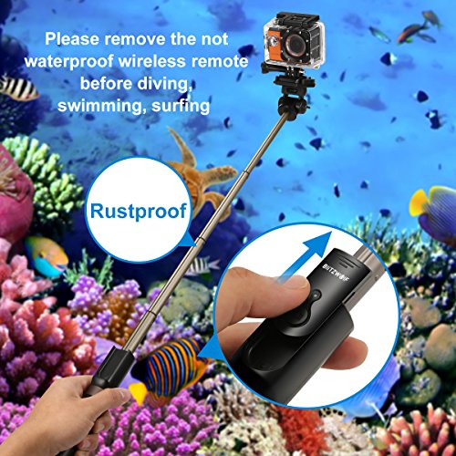 Selfie Stick Stativ mit Fernbedienung, BlitzWolf 4 in 1 Verstellbare Selfie-Stange Stab Monopod fÃ¼r Gopro Kamera iPhone X/ 8/ 7/ 7 plus/ 6s/ 6/ 5s Android Samsung und die meisten Smartphones, Ausfahrbar 360Â° bis zu 68 cm VerlÃ¤ngerbar (Schwarz)