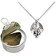 Pearlina Dragon Cultured Pearl in Oyster Necklace Set Silver Tone Cage w/Stainless Steel Chain 18"