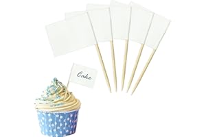 SZCXDKJ 100PCS Blank Toothpick Flags Kraft Paper Food Labels (3.5 * 2.5cm) Fruit Picks for Party Food, Cheese Plate & Cupcake Toppers, Cheese Label, Baby Shower Names, Fruit Salad Cocktail Sticks, White