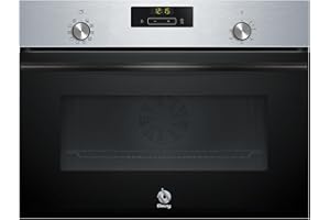 Balay - Horno Compacto Multifunción, 45 cm de altura, Control Comfort, Aqualisis, Mandos ocultables, Cristal negro, 3CB4130X3