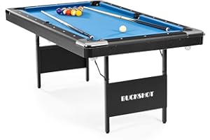 Buckshot Atlanta - Mesa de billar plegable (193 x 109 x 81 cm, con accesorios, 6 pies, con patas plegables de metal), color azul y negro