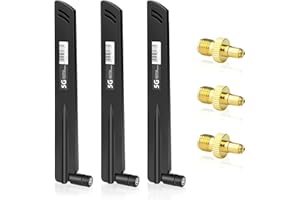 Diymore 3PCS 5G SMA Antenna 8dBi High-Gain Omnidirectional Antenna for 4G LTE Router, 600-6000MHz, WiFi Modem, IoT Devices, Smart Home, Robots (Waterproof, Lightning Protection) - Black