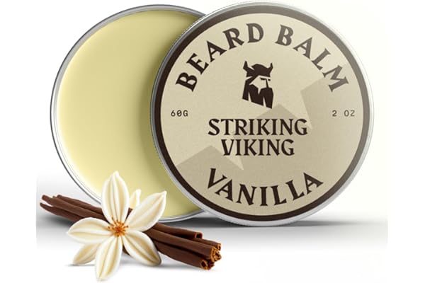 Baume à barbe pour hommes - Conditionneur à barbe sans rinçage avec beurre de karité, huiles d'argan et de jojoba - Lisse, hydrate et adoucit les poils du visage grossiers et secs. (Vanille)